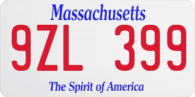 MA license plate 9ZL399