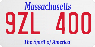 MA license plate 9ZL400