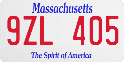 MA license plate 9ZL405