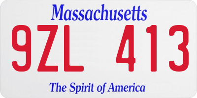 MA license plate 9ZL413