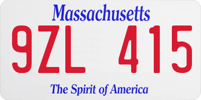 MA license plate 9ZL415