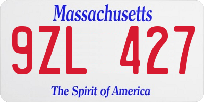 MA license plate 9ZL427