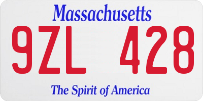 MA license plate 9ZL428