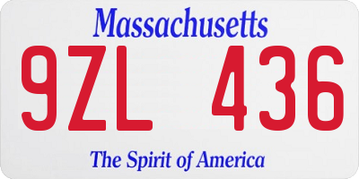 MA license plate 9ZL436