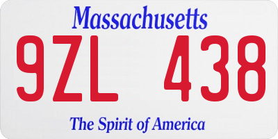 MA license plate 9ZL438