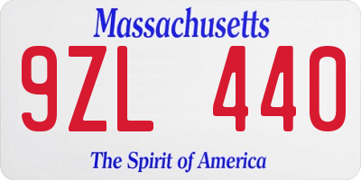 MA license plate 9ZL440
