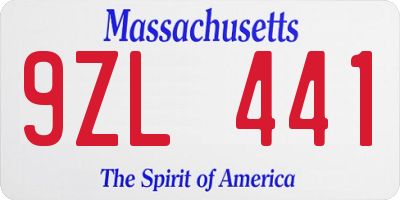 MA license plate 9ZL441