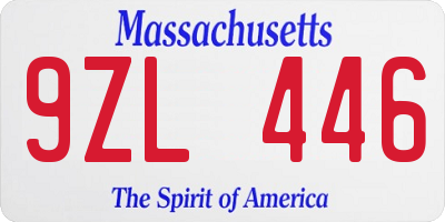 MA license plate 9ZL446