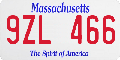 MA license plate 9ZL466