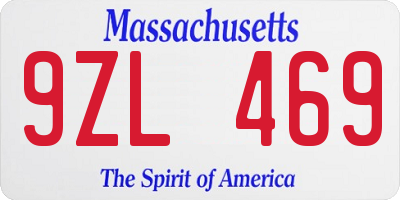 MA license plate 9ZL469