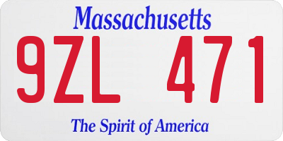 MA license plate 9ZL471