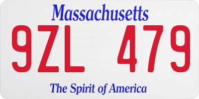 MA license plate 9ZL479