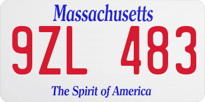 MA license plate 9ZL483