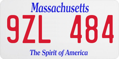 MA license plate 9ZL484