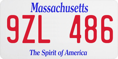 MA license plate 9ZL486