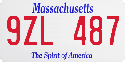 MA license plate 9ZL487