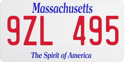 MA license plate 9ZL495