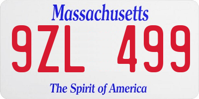 MA license plate 9ZL499