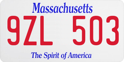 MA license plate 9ZL503