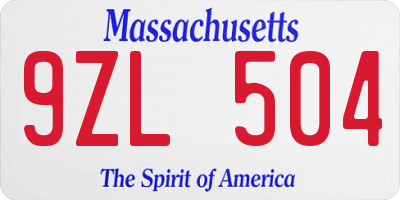 MA license plate 9ZL504