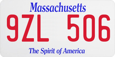 MA license plate 9ZL506