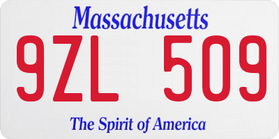 MA license plate 9ZL509
