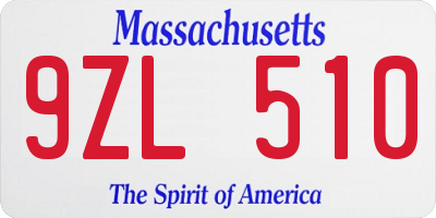 MA license plate 9ZL510