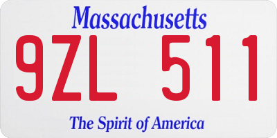 MA license plate 9ZL511