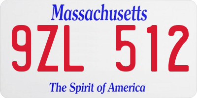 MA license plate 9ZL512