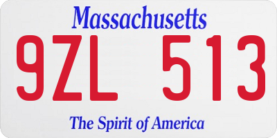 MA license plate 9ZL513