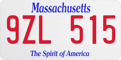 MA license plate 9ZL515