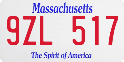 MA license plate 9ZL517