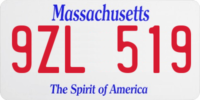 MA license plate 9ZL519