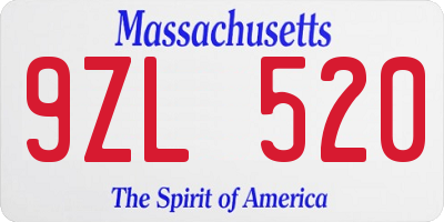 MA license plate 9ZL520