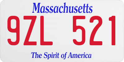 MA license plate 9ZL521