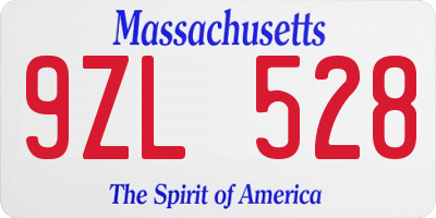 MA license plate 9ZL528