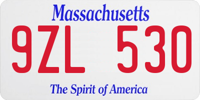 MA license plate 9ZL530