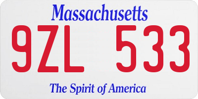 MA license plate 9ZL533