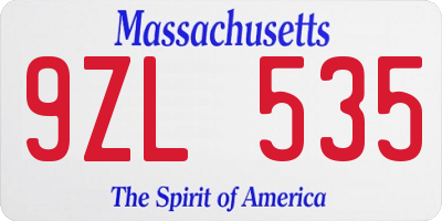 MA license plate 9ZL535