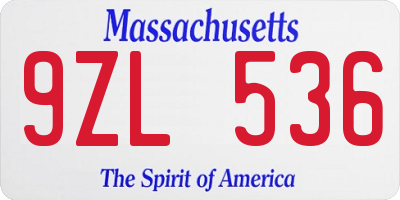 MA license plate 9ZL536