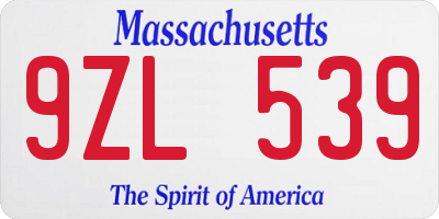 MA license plate 9ZL539