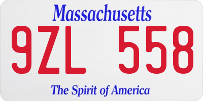 MA license plate 9ZL558