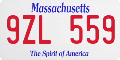 MA license plate 9ZL559