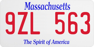 MA license plate 9ZL563