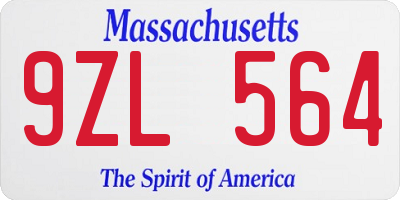 MA license plate 9ZL564