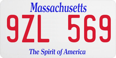 MA license plate 9ZL569