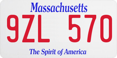 MA license plate 9ZL570