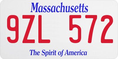 MA license plate 9ZL572