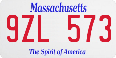 MA license plate 9ZL573