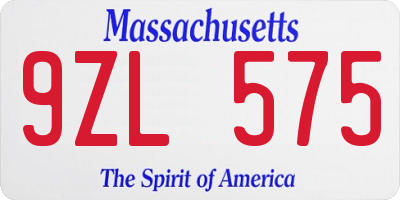 MA license plate 9ZL575